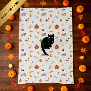 Autumn fleece blanket fall theme host gift throw,Halloween pumpkin blanket,picnic throw