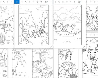 40 Fun Animal Coloring Pages for Kids . Digital Download