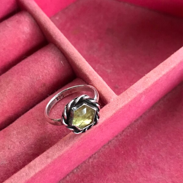 Size -4 Sterling silver ring with Grossular Green Garnet