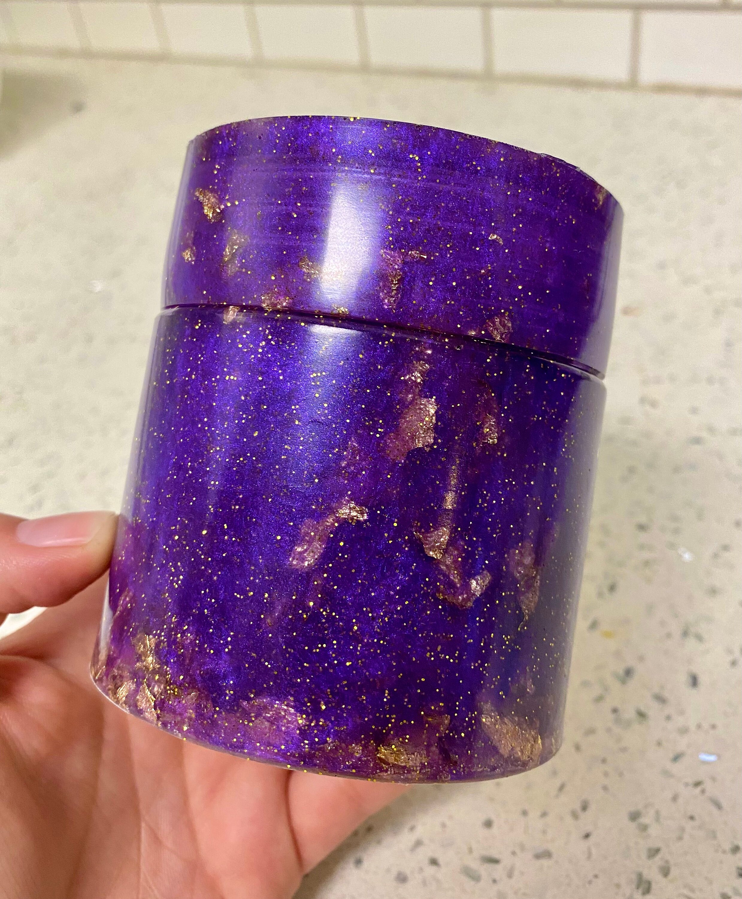 Alijo de resina púrpura y oro / frasco de almacenamiento | Etsy