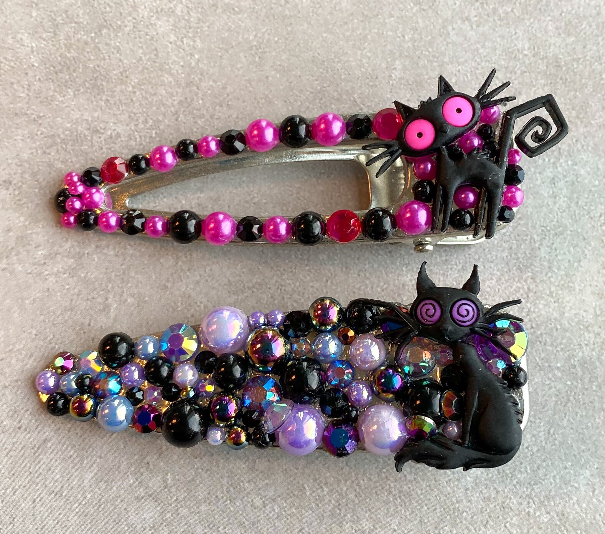 Crazy Cat Hair Clips Halloween Accessories Black Cat Hair Etsy UK