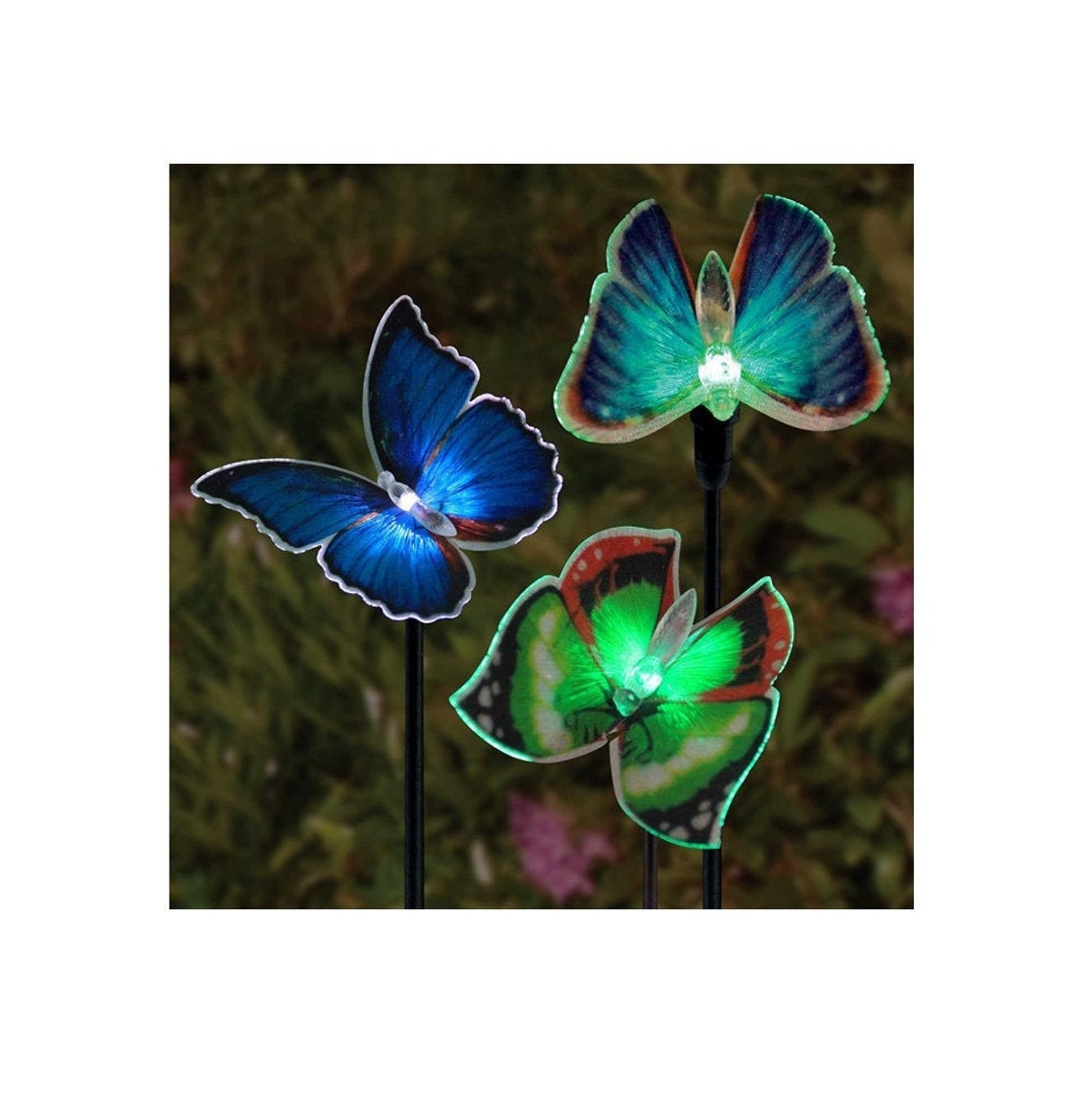 Solar Butterfly Garden Stake Lights 6 Multicolored Butterfly Etsy