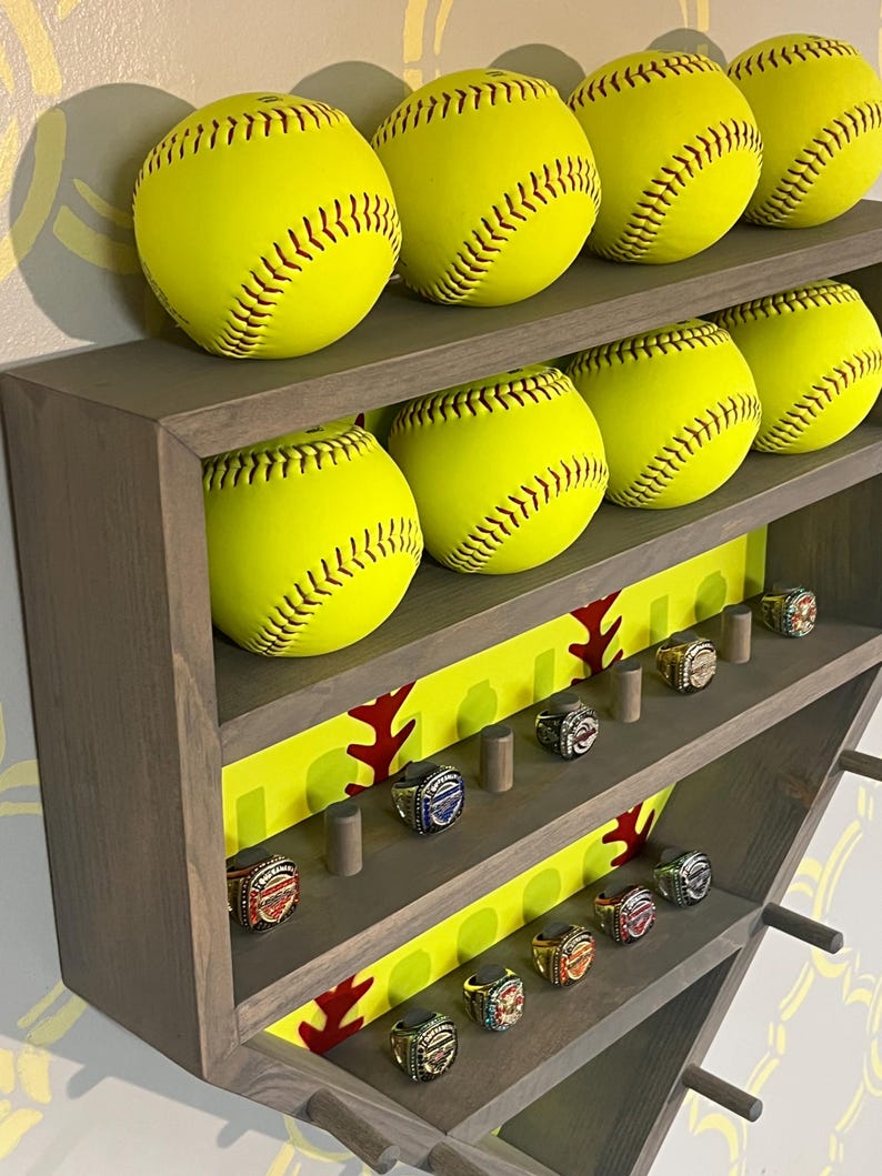 Display Racks For Softball Rings Softball Ring and Ribbon/medal Display (SB6) - Etsy