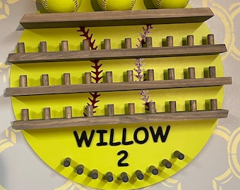 Softball Ring Ribbon and Ball Display (SBR2)