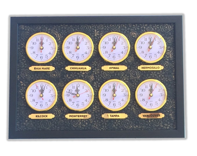8 Zone Clocks. Multi Zone Times. Time Zone Clock. Custom Time Etsy