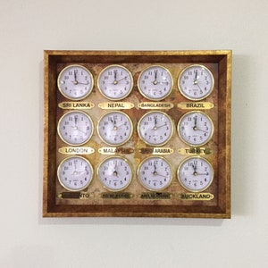 12 zone clocks. Multi zone times. Time Zone Clock.  Custom Time Zone Clock. 12 Time Zone Clock. Custom cities time. Wall clock