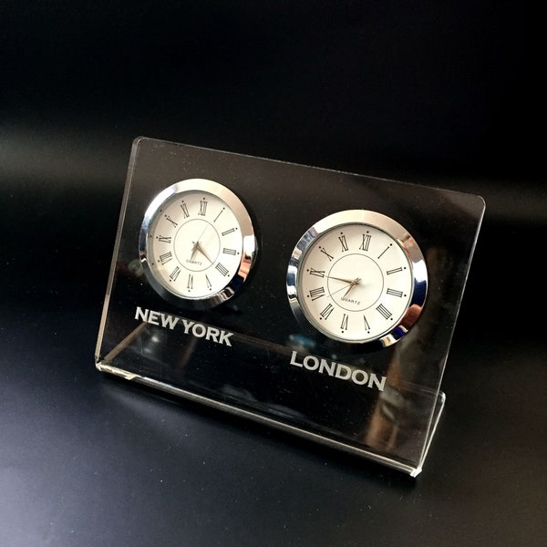 Dual Time Zone Clock Etsy