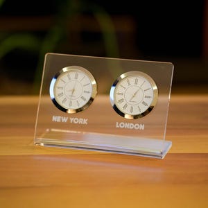 Customizable Acrylic City Name Clock: 5mm Thin Tabletop Time Zone Clock