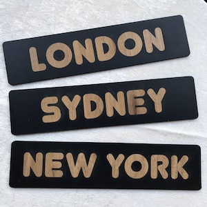 Custom Wood City Sign: World Time Zone Wall Decor