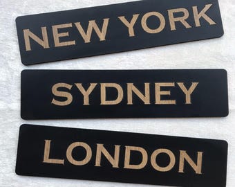 Custom Wood World Time Zone Sign: City Wall Decor