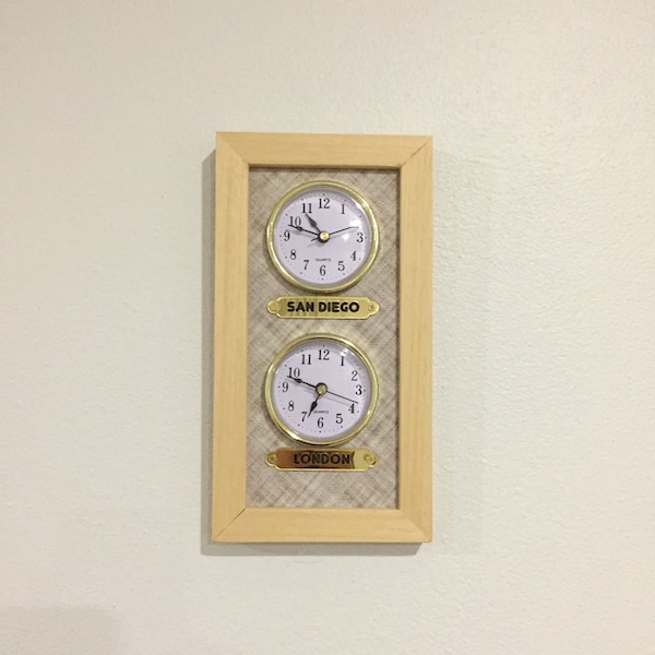 Two Time Zone Digital Wall Clock Etsy