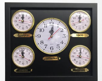 カスタマイズ可能な5ゾーン壁掛け時計：24時間ギアデザイン - Etsy 日本