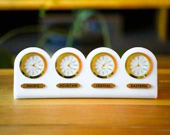 Personalized Desk Clock, Custom 4 Time Zone Clock, Custom Desk Clock, Multi Time Desk Clock, Office Decor, Four Time Zone Clock, Desk Clock