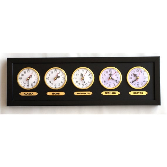 Mini Clock Charm - Black - Set of 5