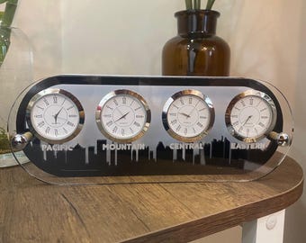 4 Time Zone Desk Clock, World Clock, Multi Time Zone Desk Clock