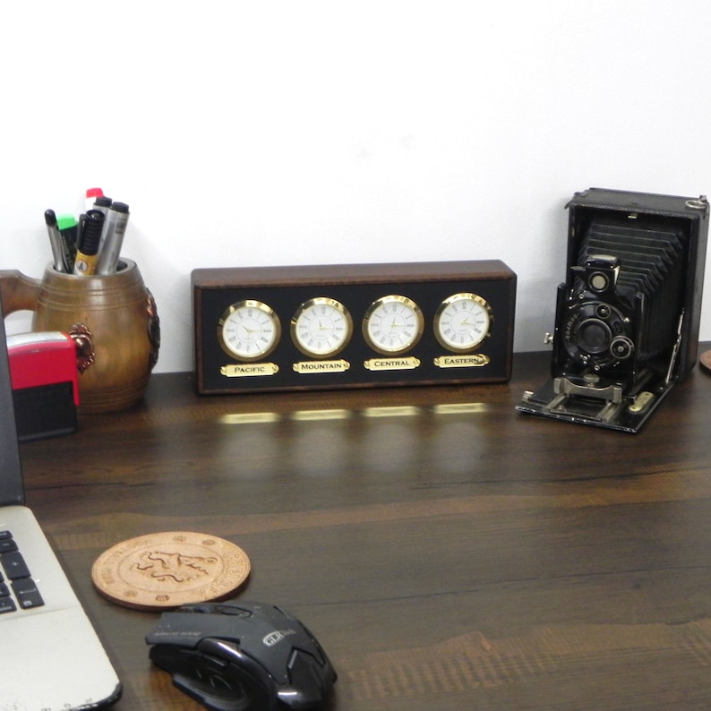 Time Zone Clock. 4 Customizable Zones. Optional Zone Labels. Personal