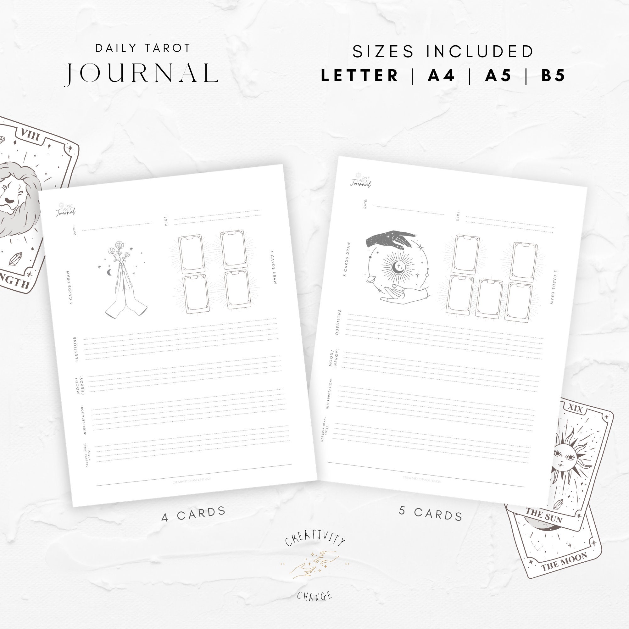 Tarot Journal Printable Tarot Spreads Tarot Diary | Etsy