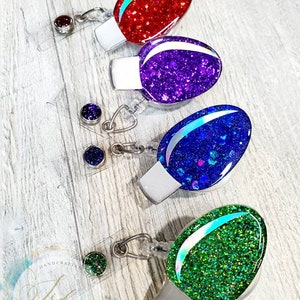 Christmas Lights Badge Reel - 4 color options