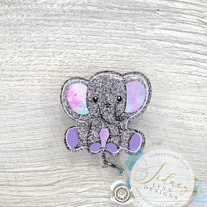 Baby Elephant Badge Reel - paint