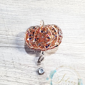 Pumpkin/Fall Inspired Badge Reel - Orange Bling