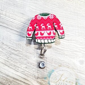 Christmas Sweater Badge Reel