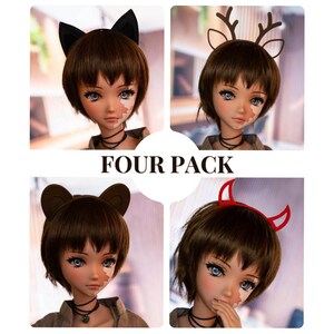 4 PACK Smart Doll Headbands. Bear, Deer, Cat, and Horns for BJD.