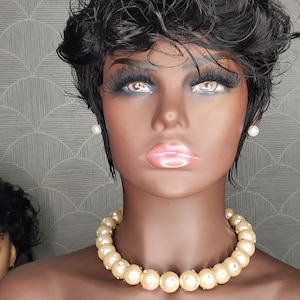pixie cut wig curly hair curly short  Alicia Bang wig style