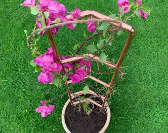 Handmade Copper Plant Pot Trellis: Freestanding Climbing Support