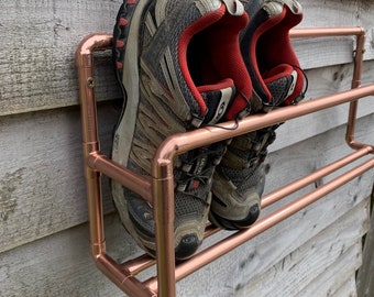 Handmade Copper Shoe Shelf: Wall Mounted Metal Shoe Rack