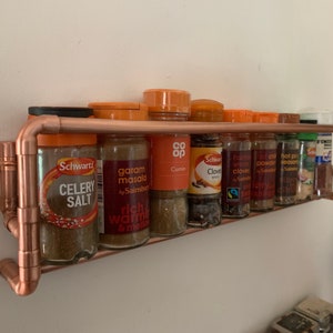 Spice rack, handmade copper spice shelves, spice bottle shelves, spice shelves, shelves for standard spice jars