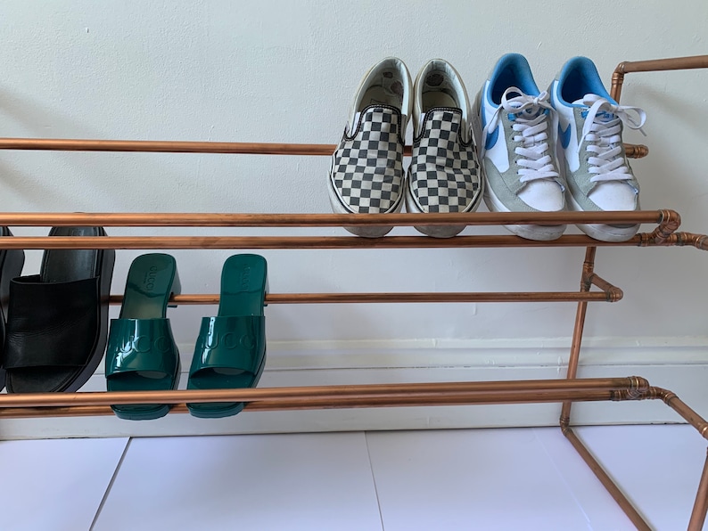 Shoe rack, shoe storage, shoe shelf, handmade copper shoe rack, shoe rail, shoe storage unit image 7