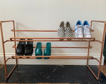 Shoe rack, shoe storage, shoe shelf, handmade copper shoe rack, shoe rail, shoe storage unit