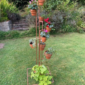 Pot plant stand, free-standing copper plant pot stand, pot holder, pot holder tower, indoor or outdoor plant pot holder tower image 7