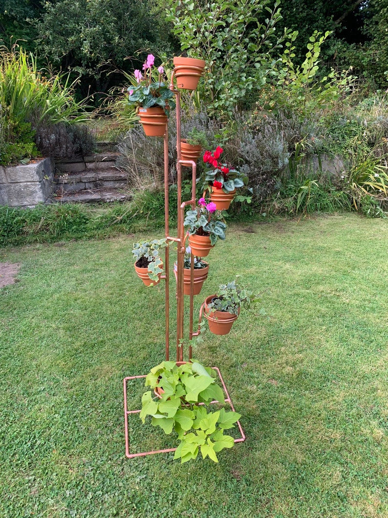 Pot plant stand, free-standing copper plant pot stand, pot holder, pot holder tower, indoor or outdoor plant pot holder tower image 7