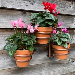 Plant pot holder, plant pot hanger, handmade copper plant holder, copper plant hanger, indoor or outdoor wall mounted plant pot hanger image 1