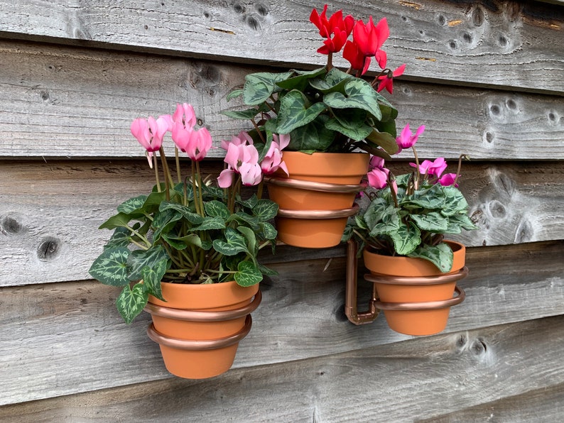 Plant pot holder, plant pot hanger, handmade copper plant holder, copper plant hanger, indoor or outdoor wall mounted plant pot hanger image 1