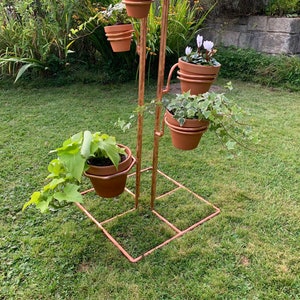 Pot plant stand, free-standing copper plant pot stand, pot holder, pot holder tower, indoor or outdoor plant pot holder tower image 3