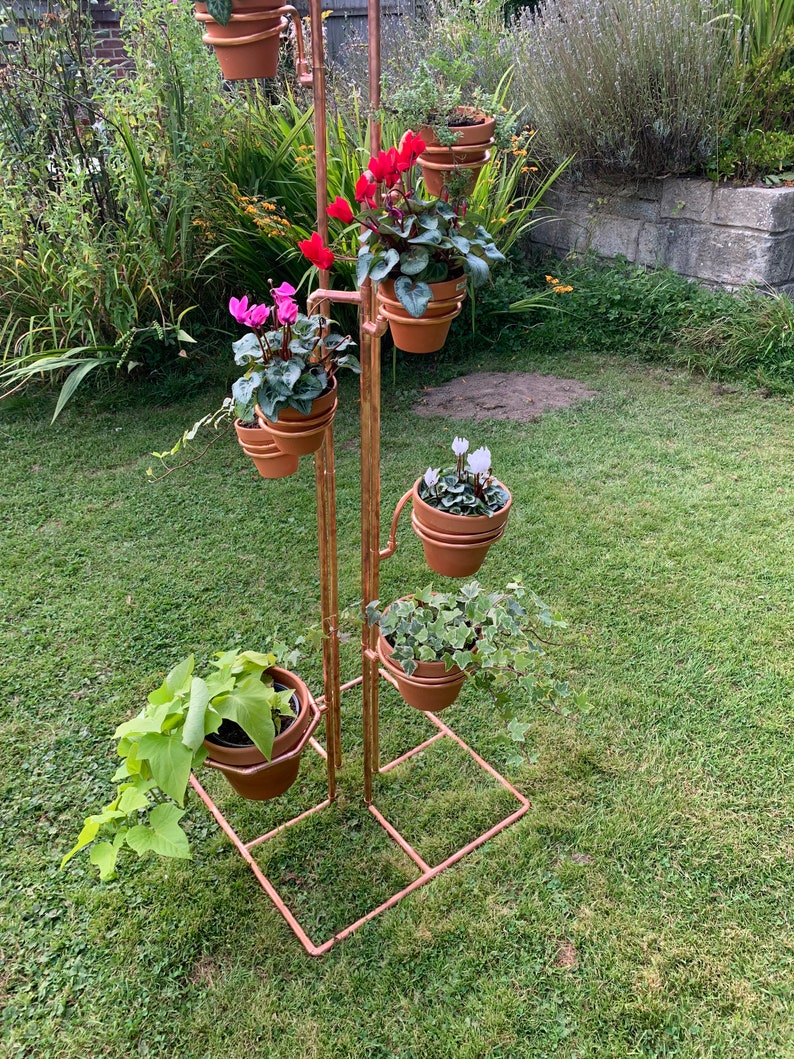 Pot plant stand, free-standing copper plant pot stand, pot holder, pot holder tower, indoor or outdoor plant pot holder tower image 8