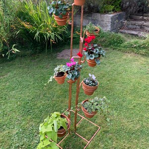 Pot plant stand, free-standing copper plant pot stand, pot holder, pot holder tower, indoor or outdoor plant pot holder tower image 2