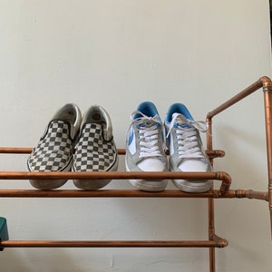 Shoe rack, shoe storage, shoe shelf, handmade copper shoe rack, shoe rail, shoe storage unit image 3