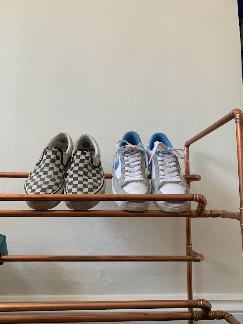 Shoe rack, shoe storage, shoe shelf, handmade copper shoe rack, shoe rail, shoe storage unit image 3