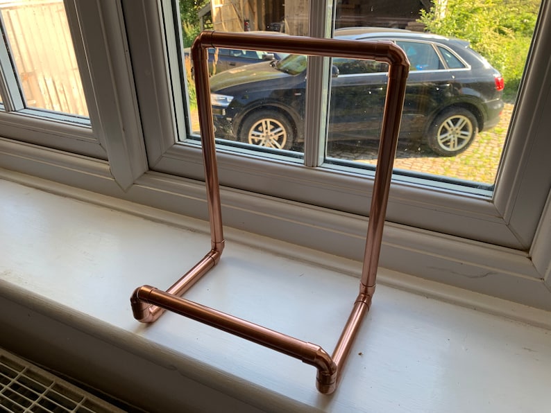 Handmade Copper Cookbook Stand: Contemporary Tablet iPad Holder image 6