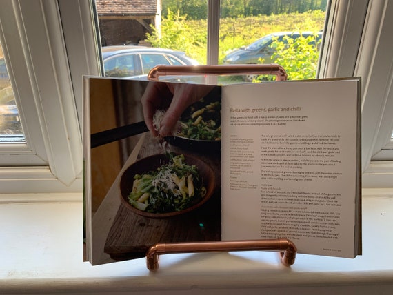 Handmade Copper Cookbook Stand: Contemporary Tablet iPad Holder
