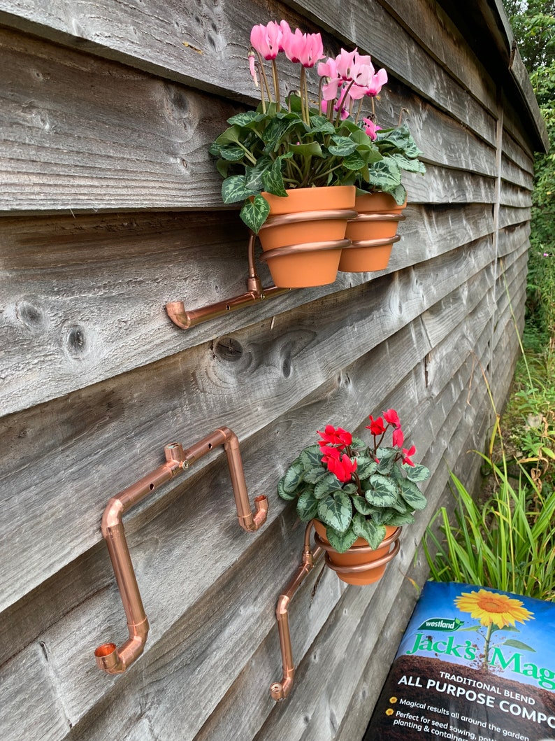 Plant pot holder, plant pot hanger, handmade copper plant holder, copper plant hanger, indoor or outdoor wall mounted plant pot hanger image 8
