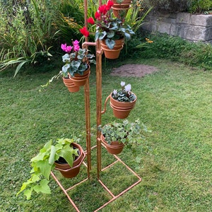 Pot plant stand, free-standing copper plant pot stand, pot holder, pot holder tower, indoor or outdoor plant pot holder tower image 9