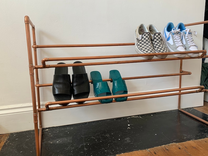 Shoe rack, shoe storage, shoe shelf, handmade copper shoe rack, shoe rail, shoe storage unit image 8