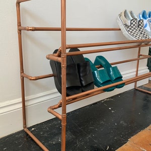 Shoe rack, shoe storage, shoe shelf, handmade copper shoe rack, shoe rail, shoe storage unit image 9