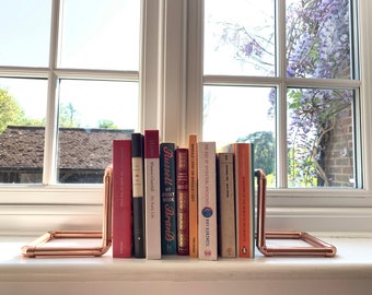 Handmade Copper Bookends: Contemporary Book Ends Pair