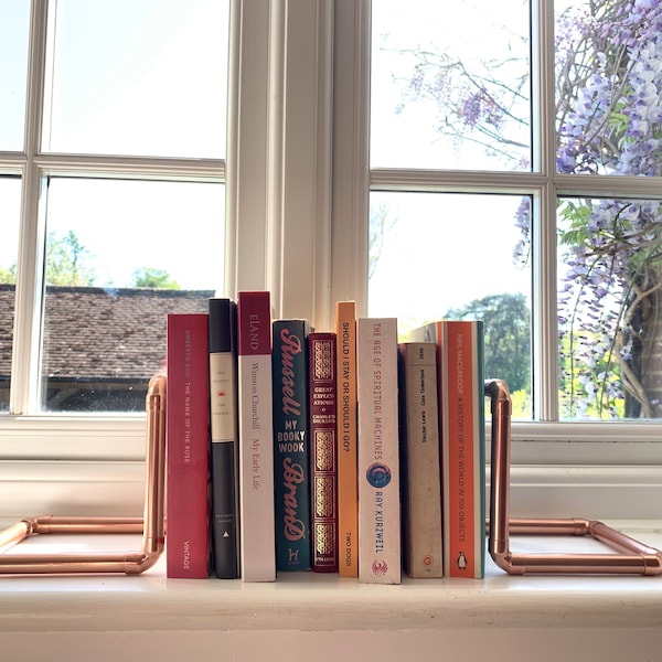 Bookends, handmade pair of copper bookends, simple contemporary copper book ends