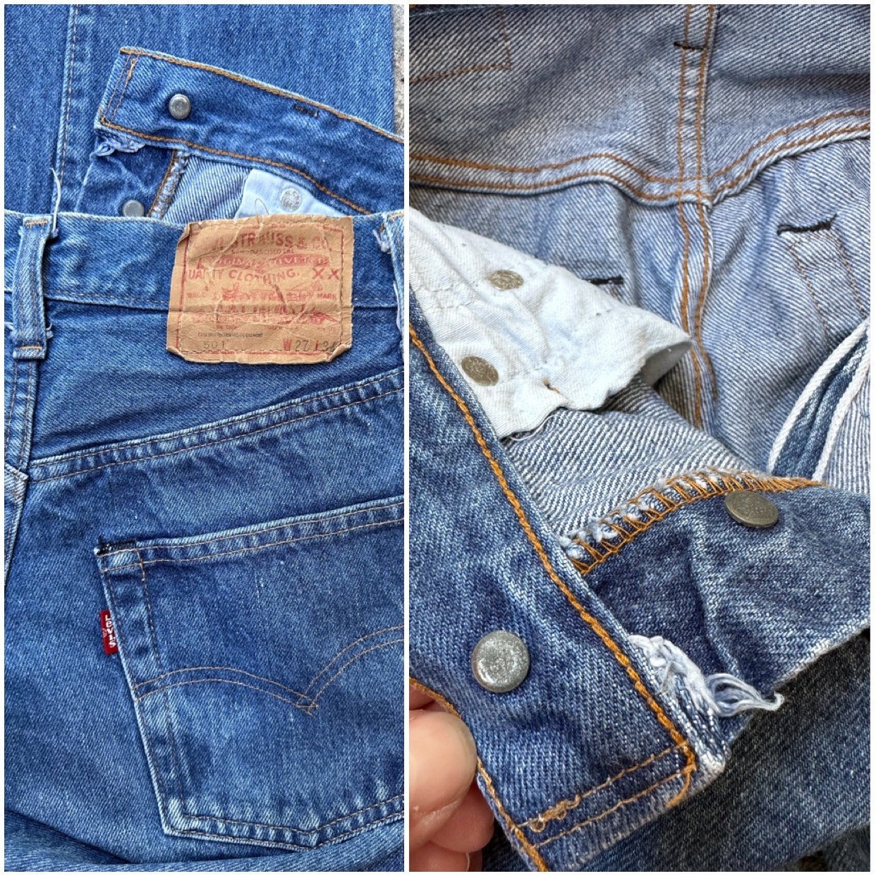 Levis 501 Selvedge Redline W24 L31 Vintage Jeans Dark Blue Levis 501 Selvedge Redline W24 L31 Vintage Jeans Dark Blue